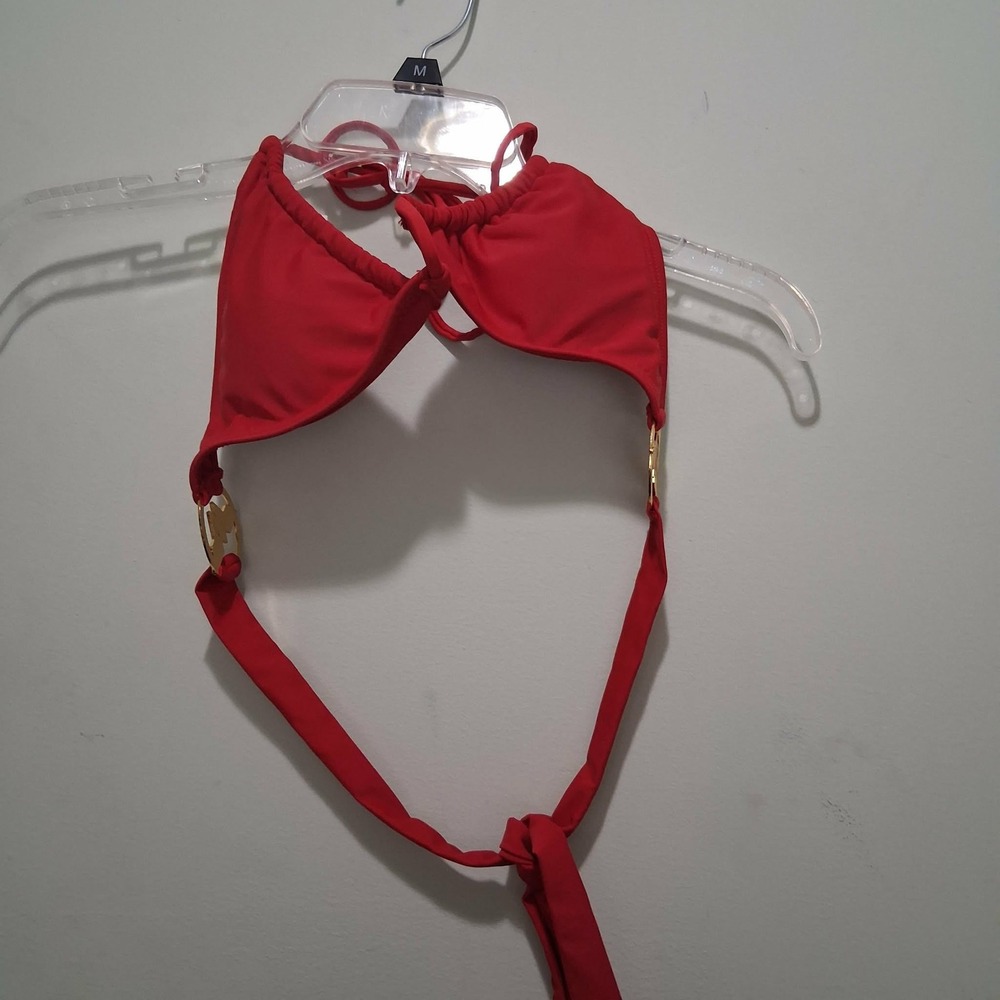 DC Comics Originals Wonder Woman Red Triangle Bikini Top Gold Logo Small